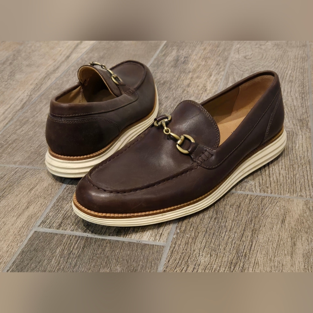 Cole Haan Brown Leather Loafers Horse Bit front detail 11 M